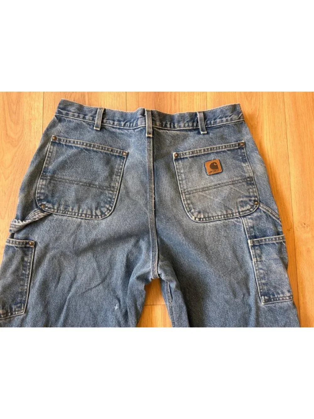 Vintage Carhartt B73 DST Denim Double Knee Pants Men 36x30 Cargo Carpenter Baggy